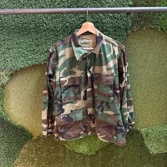 Vintage Military Camouflage Button-up  Shirt Small - Picture 1 of 4
